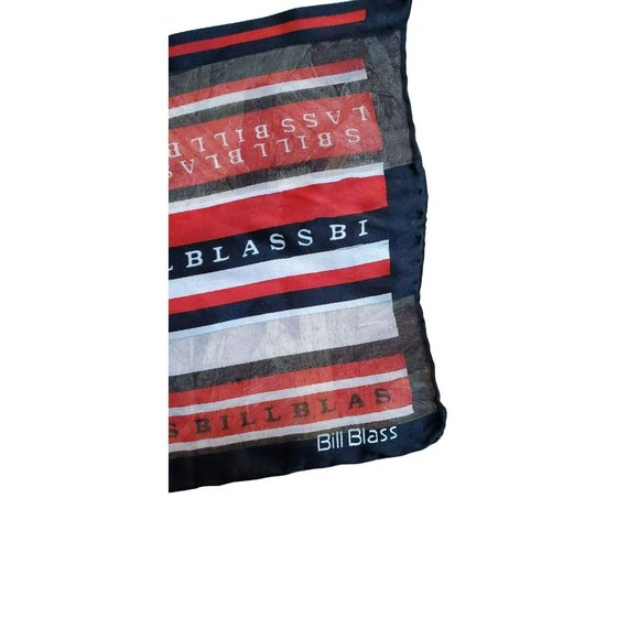 Vintage Striped Red White Blue Bill Blass 1980s American Designer Name Scarf - Picture 3 of 3